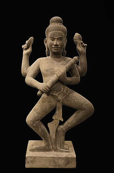 Sandstone of 4 arms Dancing Vishnu holding his mace - 6975